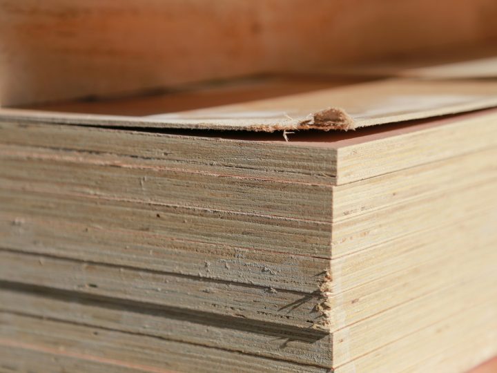 Plywood sheets stacked for shipment