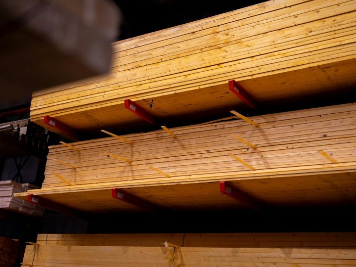Wood products on warehouse racking